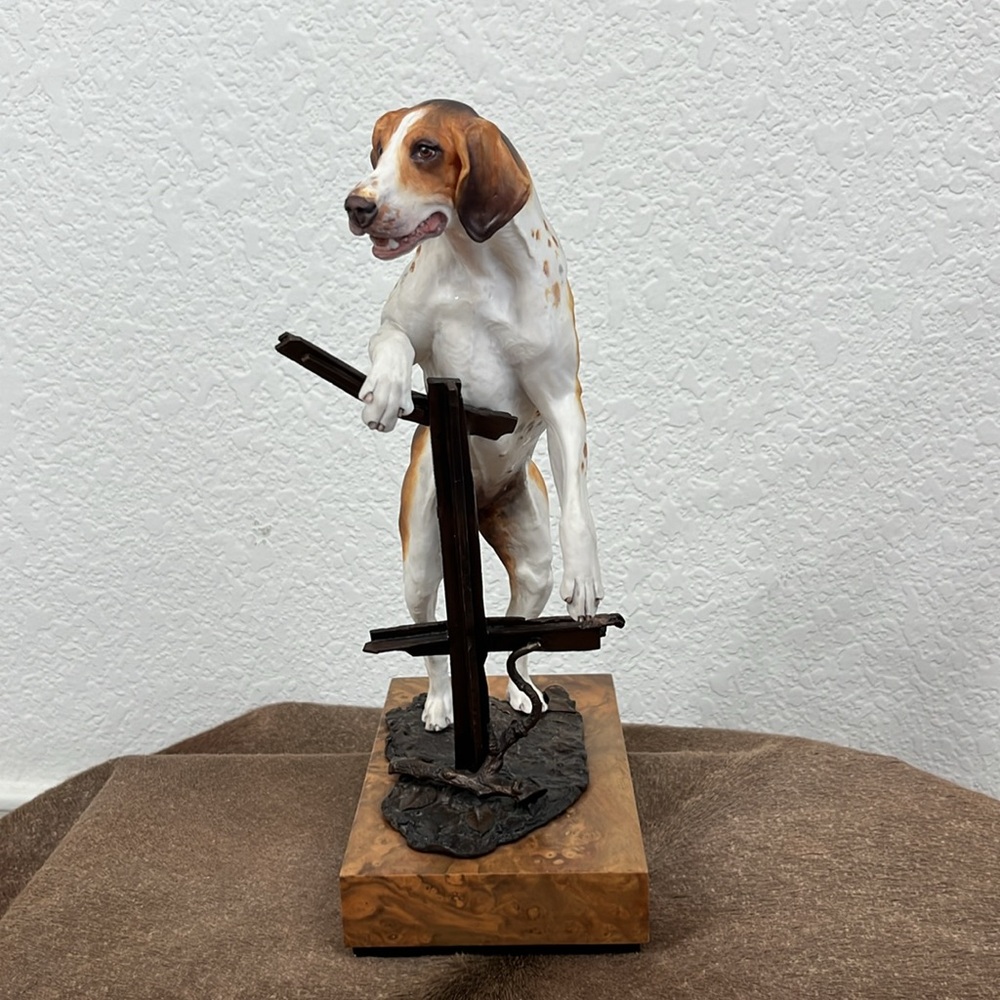 Albany Fine China Co Foxhound Neil Campbell Metal Sculpture Painted Figurine - Picture 3 of 9